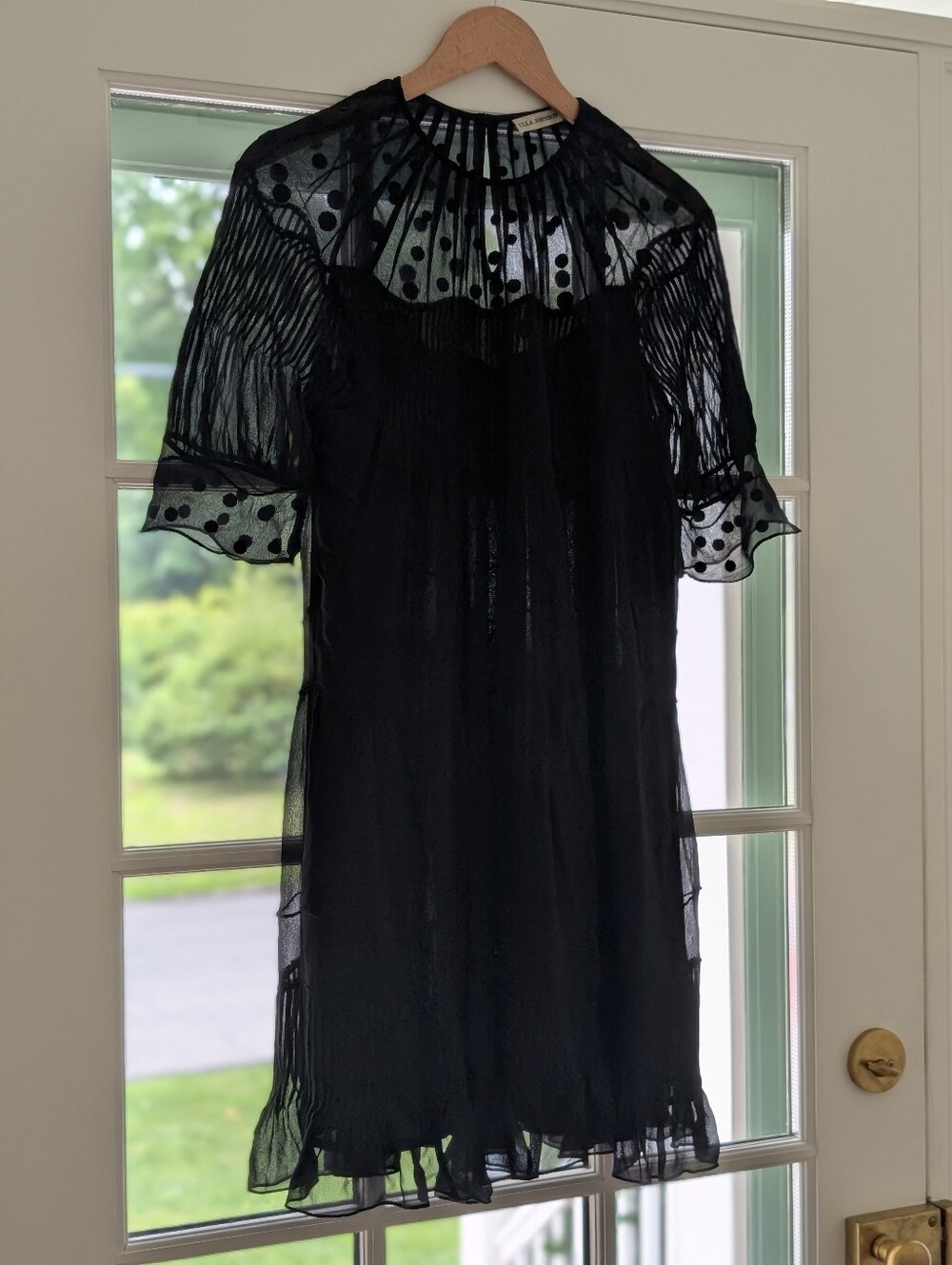 Ulla Johnson Black Sheer Polka Dot Yoke Dress Size 4